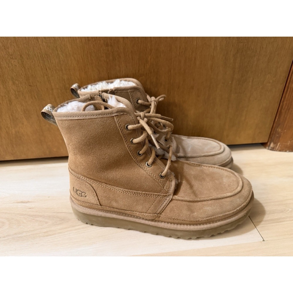 UGG Neumel High Moc Chestnut Men's SnowBoot Sz 9 Winter Zip Up Boot Tan Brown